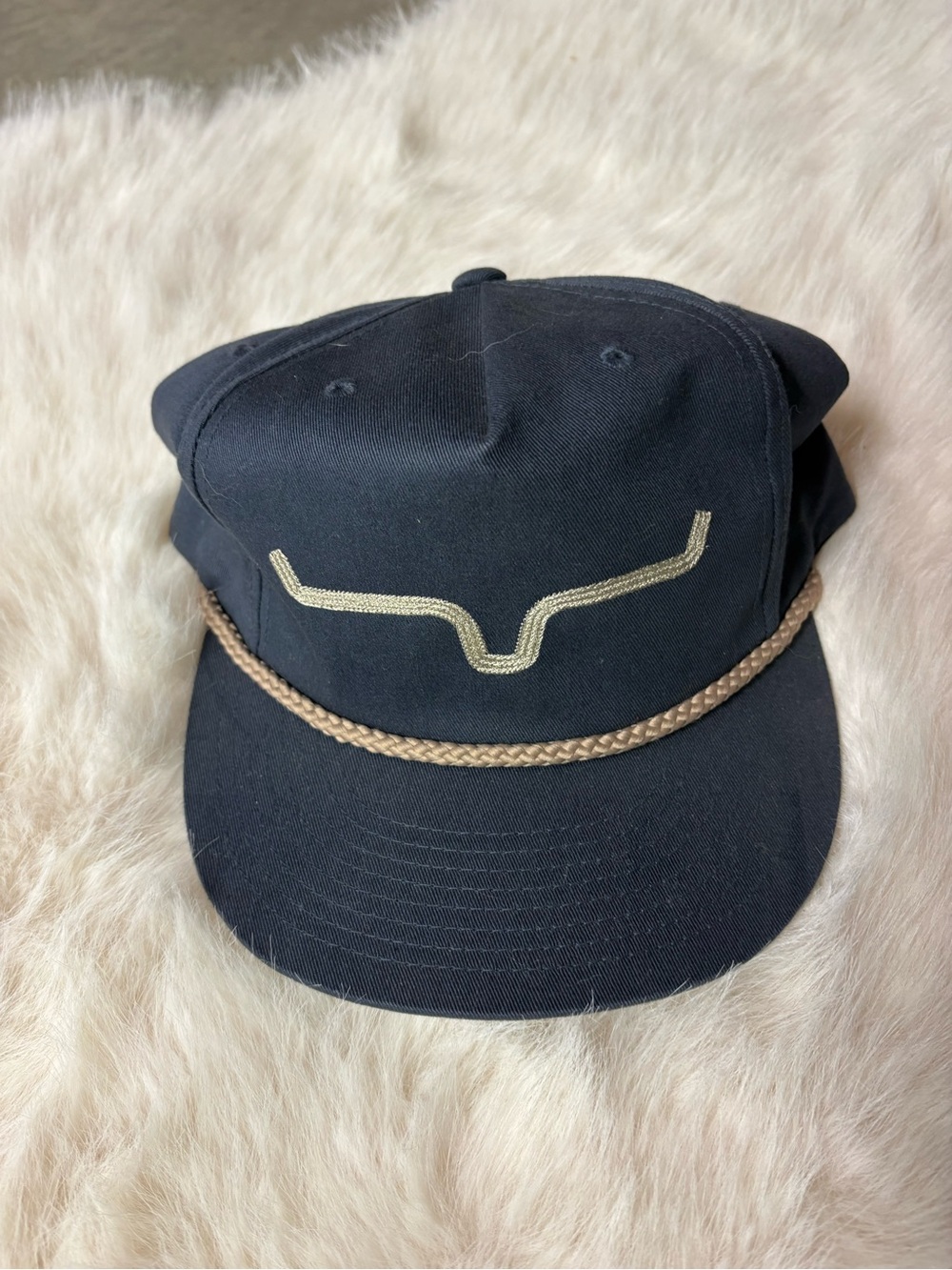 Kimes Ranch Men's Navy Blue Rope-Trim Cap with Gold Embroidered Accent